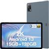 DOOGEE T20S Tablet 10,4 pollici, 15 GB RAM + 128 GB ROM (TF 1 TB), Tablet Octa-Core certificato TÜV 2K Android 13 7500 mAh Batteria, Tablet PC 4G e WiFi 2.4/5G, 13MP+5MP, Grigio