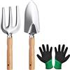 OFFCUP Attrezzi da Giardino, Set di Attrezzi da Giardino 3Pezzi, Attrezzi da Giardinaggio, Utensili da Giardino con Paletta, Cazzuola, Guanti, Regalo di Giardinaggio per Uomini e Donne