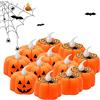 JYPS 12PCS Candele Tealights alla zucca Luci da tè senza fiamma Candele a LED a batteria Lanterne arancioni per decorazioni di Halloween, Bomboniere per feste di Natale (adesivo misto con finestra)