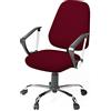 Lollanda 1 coprisedia da ufficio, universale, elasticizzato, lavabile, elastico, per sedia da ufficio, braccioli (rosso bordeaux)