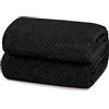 Yebeda Coperta Plaid Pile a Nido D'ape, Coperta per Divano e Letto Matrimoniale in Flanella, Morbida e Calda, 150 x 200 cm, Nero