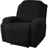 FANSU Copripoltrona Relax Reclinabile Elettrica Universale, Elasticizzato Copripoltrona 1 posto con Tasche, Fodere Poltrona Relax Lavabile Rimovibile (Nero)