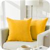 Topfinel Federe Cuscini 60x60 cm Giallo Comode in Ciniglia per Divano, Copricuscini Decorativi Letto Arredo casa, Fodere cuscino Tinta unita per Soggiorno Camera Balcone Esterno, 2 Pezzi