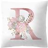 KIRALOVE Federa per cuscino 45x45 cm lettera R iniziale alfabeto nome rose fiori colore bianco decorativa divano letto camera casa arredo regalo elegante romantico personalizzato