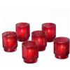 Kate Aspen 27206RD - Portacandele in vetro rosso a coste vintage (set di 6), decorazione autunnale, decorazione bohémien, decorazione per mensole