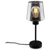 BRILONER - Lampada da comodino, vetro fumé, lampada da scrivania con interruttore a cavo, lampada da tavolo E27 per home office, lampada da lettura, nero