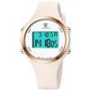 aswan watch Orologio digitale da donna con sveglia, display notturno, luce LED, cronometro, calendario, indicatore orario 12/24 ore, orologio sportivo leggero da donna con cinturino in silicone