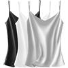 VIDUSSA - Canottiera da donna con scollo a V, in raso di seta, casual, senza maniche, S