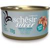 Schesir Silver per Gatti Senior Filetti in Brodo da 70 gr Gusto Tonnetto e Sgombro