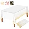 NEBURORA 1 Confezione Tovaglia Bianca e Oro per Feste Tovaglia in Plastica 137x274cm Coriandoli a Pois Oro Tovaglia Usa e Getta Tovaglia Rettangolare per Feste per Picnic, Baby Shower, Compleanno