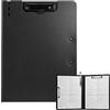 FRETONBA Portablocco A4, raccoglitore in plastica Foldover Clip Boards con coperchio, portadocumenti leggeri per scuola/industria/ufficio, colore nero