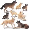 TOYMANY Set di 8 statuette di animali di lupo Safari, personaggi di animali della giungla, animali in plastica, zoo fattoria, giungla foresta selvaggia, per giocare o come decorazione per bambini