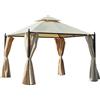 Outsunny Gazebo multifunzione da Esterno Impermeabile con Doppio Tettuccio e Tende Laterali Chiudibili a Cerniera, 3x3 m, Beige | Aosom Italy