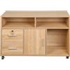 BAKAJI Mobile Porta Stampante Legno 3 Mensole 2 Cassetti con Chiave Armadietto Ufficio