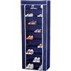 BAKAJI Scarpiera Salvaspazio Portascarpe 9 Ripiani Colore Blu in Tessuto Impermeabile