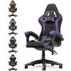 Bigzzia - Sedia Gaming, Sedia Girevole ergonomica, pu Poltrona Racing Nero e Bianco (Purple) - Purple
