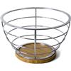 BAKAJI Cestino Portafrutta Centrotavola Metallo e Pino Porta Frutta Rotondo 26 x 15 cm