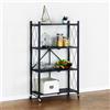 BAKAJI Carrello Carrellino Multiuso Mobile Spazi Stretti Portaoggetti 4 Ripiani Nero