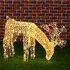 BAKAJI Renna Natalizia Luminosa mangia erba 3D in Acrilico 100 LED Bianco Caldo H42 cm