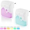 BAKAJI 2 Lampade Notte Luce Notturna LED 3 Funzioni RGB Bianco Dimmerabile Crepuscolare