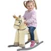 BAKAJI Unicorno a Dondolo Cavalcabile Peluche Cavallo Giocattolo Bambini Suoni Beige
