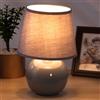 BAKAJI Lampada da Tavolo Lume Comodino Ceramica Tessuto Grigio Design Moderno Abatjour