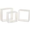 BAKAJI Set 3 Mensole da Parete Moderne Design Cubo Mensola Scaffale in Legno MDF Bianco