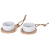BAKAJI Set 2 Ciotole in Ceramica con Base in Legno di Bambu per Stuzzichini e Contorni