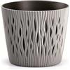 BAKAJI Fioriera Vaso Decorativo Design Moderno Fiori Piante Casa Esterno 16cm Grigio