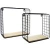 BAKAJI 2 Mensole da Parete Moderne Design Cubo Mensola Scaffale Legno Metallo Nero