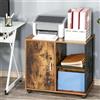 BAKAJI Mobile Mobiletto Stampante Legno MDF e Metallo 3 Ripiani + Anta Design Moderno