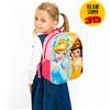 BAKAJI Zainetto Principesse Disney Belle Cenerentola Stampa 3D Bambine Scuola Asilo