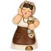 THUN - Donna con Pesce in Ceramica Decorata a Mano, Colore Bianco, Linea Presepe Classico, Decorazioni Natale Casa, 5x4.6x8.2 cm h