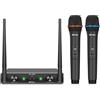 D Debra Audio AU200 Pro UHF - Sistema di microfoni wireless a 2 canali con microfono Lavalier portatile senza fili, ricevitore in metallo, ideale per karaoke e feste in chiesa (2 palmari)