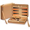 Yellow Mountain Imports, Mini Backgammon da Viaggio Bozcaada, Pedine Magnetiche e Tabellone da 23,5 cm con Elegante Custodia in Ecopelle, Gioco da Tavolo di Strategia Classico