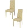 t m c s Tommychairs - Set 2 sedie Chantal per cucina e sala da pranzo, struttura in legno di faggio verniciata sabbia, seduta e schienale con bottoni imbottiti e rivestiti in pelle artificiale sabbia