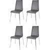 t m c s Tommychairs - Set 4 sedie Madrid per cucina e sala da pranzo, scocca in multistrato imbottita e rivestita in pelle artificiale colore grigio scuro e basamento in tubo d'acciaio cromato