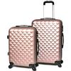 CELIMS - Set Valigie Oro Rosa| Valigie Bagaglio a Mano + Valigia Media | Trolley Bagaglio a Mano 55x40x20 cm + Trolley Medio | Valigia 20 kg