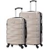 CELIMS - Set Valigie Champagne | Valigia Bagaglio a Mano + Valigia Media | Trolley Bagaglio a Mano 55x40x20 cm + Trolley Medio | Valigia 20 kg