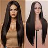 PORSMEER Lace Parrucche Frontali naturale donna parrucca marrone lunghi liscia lace front wig 24inch color Castana