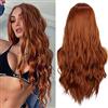 PORSMEER Parrucche Rosso Ramato Moda Parrucche Ricci Lunghi 24 pollici Parrucca Anime Cosplay Wigs Ragazze