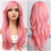 colorful panda Colorfulpanda 28 Pollic/70cm Parrucca Cosplay Lunga Capelli Ricci Della Signora Di Modo (Rouge Rosa),Parrucche per Donna Halloween Carnevale Festa