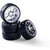 Carson 500900185 1:10 Set di ruote (4) design 10 raggi argento - accessori per modellismo, pezzi di ricambio, tuning, pneumatici, set di pneumatici