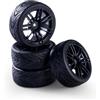 Carson 500900174 1:10 Set di ruote (4) design 14 raggi nero - accessori per modellismo, pezzi di ricambio, tuning, pneumatici, set di pneumatici