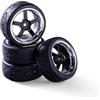 Carson 500900190 1:10 Set di ruote (4) design a 5 raggi nero/cromo - accessori per modellismo, pezzi di ricambio, tuning, pneumatici, set di pneumatici