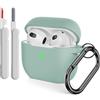 KOKOKA Custodia in Silicone Compatibile per AirPods 3 con Kit di Pulizia, Case Cover Protettiva in Premium Silicone per Airpods Terza Generazione 2021 con Moschettone, Cloud Grey