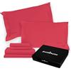 PERLARARA Completo Lenzuola Matrimoniali Cotone Percalle - Set letto Lenzuolo sopra, sotto con angoli e 2 federe - Ciliegia