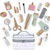 Smartwo Set Trucchi e Parrucchiere in Legno per Bambina, Finto Trucco Bellezza Salone con Trousse Cosmetici, Accessori Postazione Trucco Bimba, Giochi in Legno, Regalo Bambine 3 4 5 6 7 Anni
