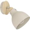 EGLO Arrecife - Lampada da parete, applique per interni con faretto spot orientabile, per soggiorno e corridoio, attacco E27, in legno naturale e metallo di colore sabbia