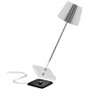 Zafferano Poldina Pro Lampada LED senza fili batteria ricaricabile,Dimmer touch, Uso Interno H38cm, caricatore multiplo USB (EU/UK/US),Corpo in Alluminio Finitura Galvanica Lucida Argento, LD0340C3X1